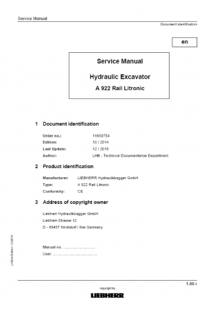 Liebherr L506C-L508C from 28031 Optional Mounting Plate Operator's and Maintenance Manual