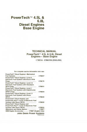 John Deere Deutz PowerTech E 4.5 and 6.8 L 4045 and 6068 Tier 3 Stage III-A Diesel Engines Operator's and Maintenance Manual