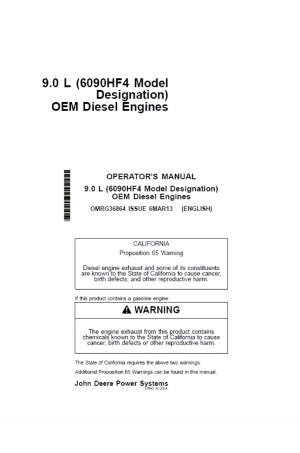 John Deere Deutz OEM Diesel Engines 9.0L Operator's and Maintenance Manual