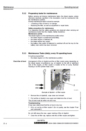 Liebherr Liebherr D934-946 Tier 3 Stage III-A Operator's and Maintenance Manual