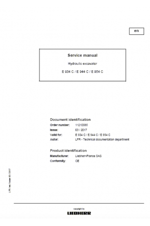 Liebherr R964C-R974C Hydraulic Excavator Tier 3 Stage III-A Service Manual