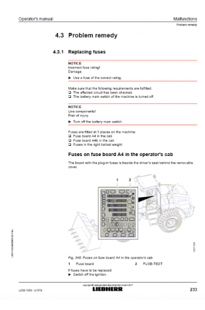 Liebherr Liebherr L538-1559 Wheel Loader Tier 4f Stage IV Operator's and Maintenance Manual