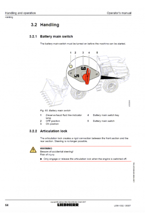 Liebherr Liebherr L556-1332 Wheel Loader Tier 4f Stage IV Operator's and Maintenance Manual