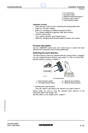 Liebherr Liebherr L564 Wheel Loader Tier 2 Stage II Operator's and Maintenance Manual