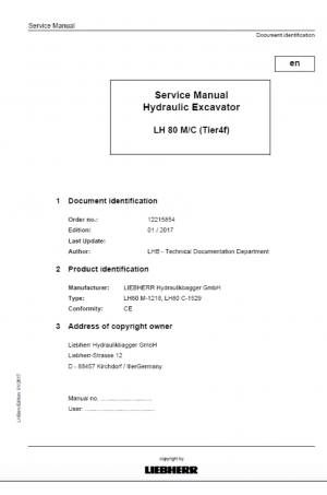 Liebherr A934-A954B-HD Hydraulic Excavator Tier 2 Stage II Service Manual