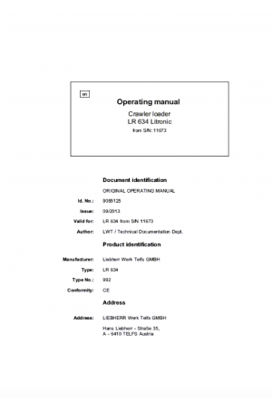 Liebherr LR634 Series 4 Operator's and Maintenance Manual