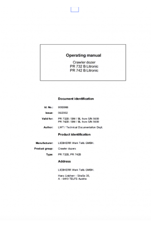 Liebherr Liebherr PR732 Series 2 Operator's and Maintenance Manual