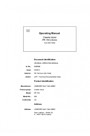 Liebherr Liebherr PR764 Series 4 Operator's and Maintenance Manual