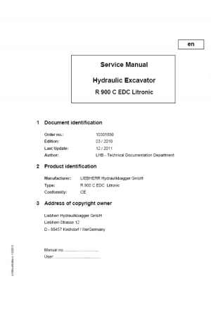Liebherr LH40-LH50 Hydraulic Excavator Tier 4i Stage III-B Service Manual