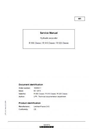Liebherr LH60 Hydraulic Excavator Tier 4i Stage III-B Service Manual