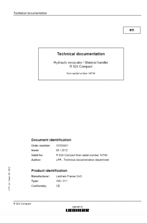 Liebherr A309-R317 Hydraulic Excavator Tier 2 Stage II Service Manual