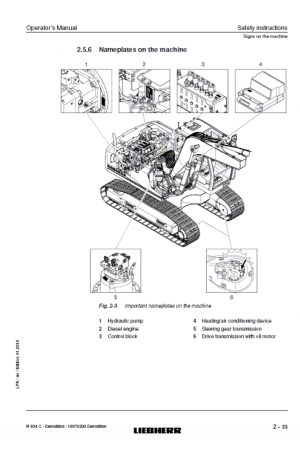 Liebherr Liebherr R934C Hydraulic Excavator Tier 3 Stage III-A Operator's and Maintenance Manual
