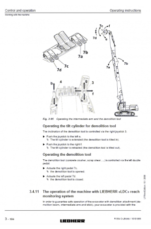 Liebherr Liebherr R954C Hydraulic Excavator Tier 3 Stage III-A Operator's and Maintenance Manual