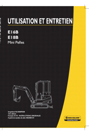 New Holland CE E16B, E18B Operator`s Manual