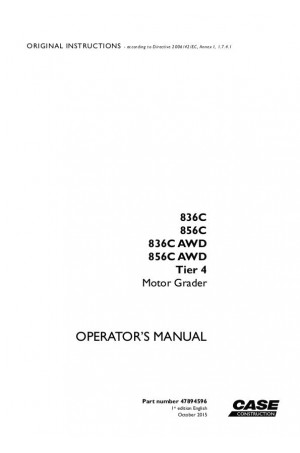 Case 836C, 856C Operator`s Manual