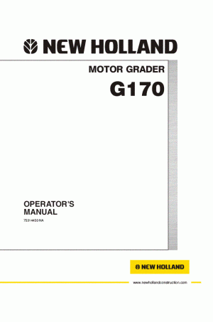 New Holland CE G170 Dual Power Operator`s Manual