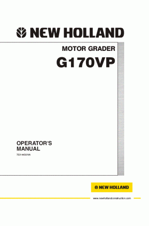 New Holland CE G170 Operator`s Manual