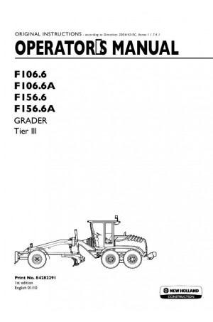 New Holland CE F106.6, F106.6A, F156.6, F156.6A Operator`s Manual