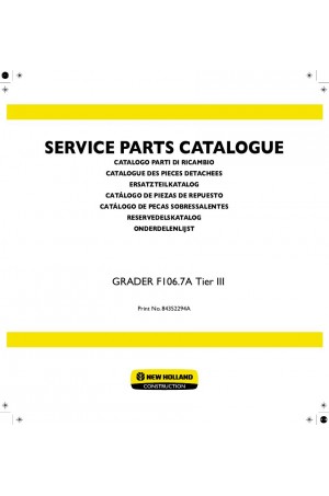 New Holland CE F106.7A Parts Catalog