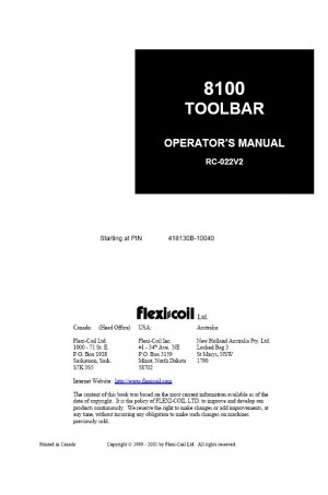 New Holland 8100 Operator`s Manual