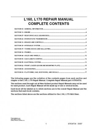 New Holland CE L160, L170 Service Manual