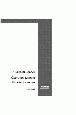 Case 1840 Operator`s Manual