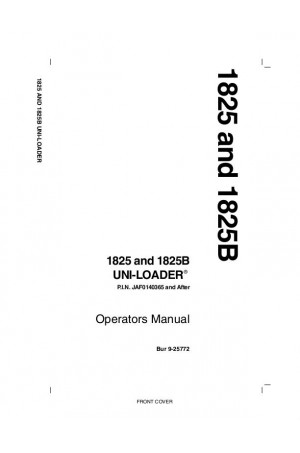 Case 1825, 1825B Operator`s Manual