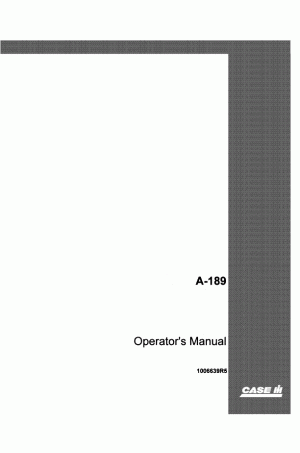 Case IH A-189 Operator`s Manual