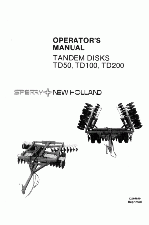 New Holland TD100, TD200, TD50 Operator`s Manual