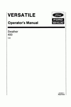 New Holland 400 Operator`s Manual