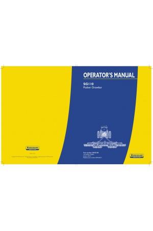 New Holland SG110 Operator`s Manual