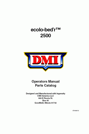 New Holland 2500 Operator`s Manual
