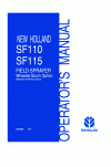 New Holland SF110 Operator`s Manual
