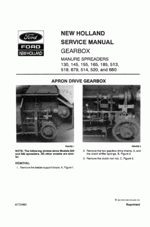 New Holland 130, 145, 155, 165, 185, 513, 519 Service Manual