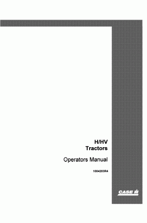 Case IH H, HV Operator`s Manual