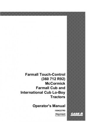 Case IH CUB Operator`s Manual