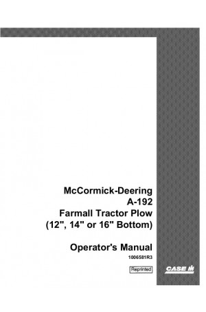 Case IH A-192 Operator`s Manual