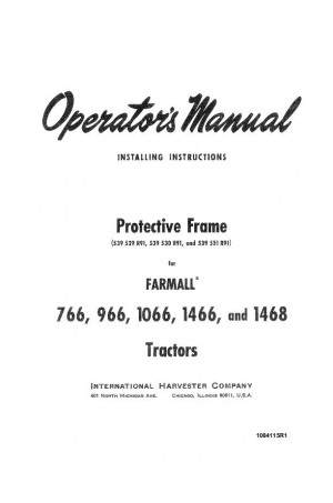 Case IH 1066, 1466, 1468, 766, 966 Operator`s Manual