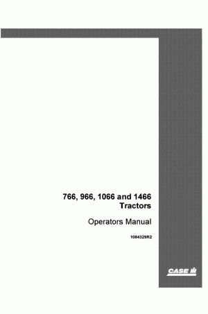 Case IH 1066, 1456, 1466, 766, 966 Operator`s Manual
