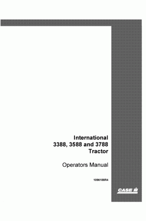 Case IH 3388, 3588, 3788 Operator`s Manual