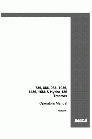 Case IH 1086, 1486, 1586, 186, 786, 886, 986 Operator`s Manual
