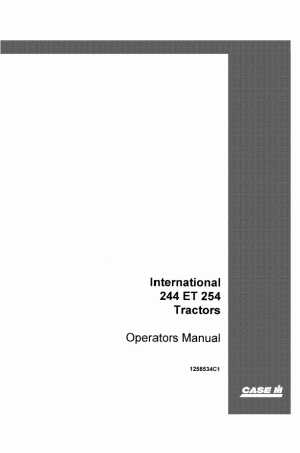 Case IH 244, 254 Operator`s Manual