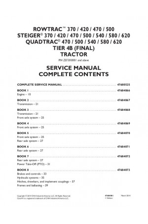 Case IH Quadtrac 470, Quadtrac 500, Quadtrac 540, Quadtrac 580, Quadtrac 620, Rowtrac 370, Rowtrac 420, Rowtrac 470, Rowtrac 500, Steiger 370, Steiger 420, Steiger 470, Steiger 500, Steiger 540, Steiger 580, Steiger 620 Service Manual