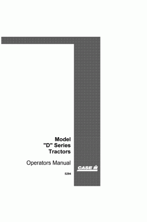 Case IH D Operator`s Manual