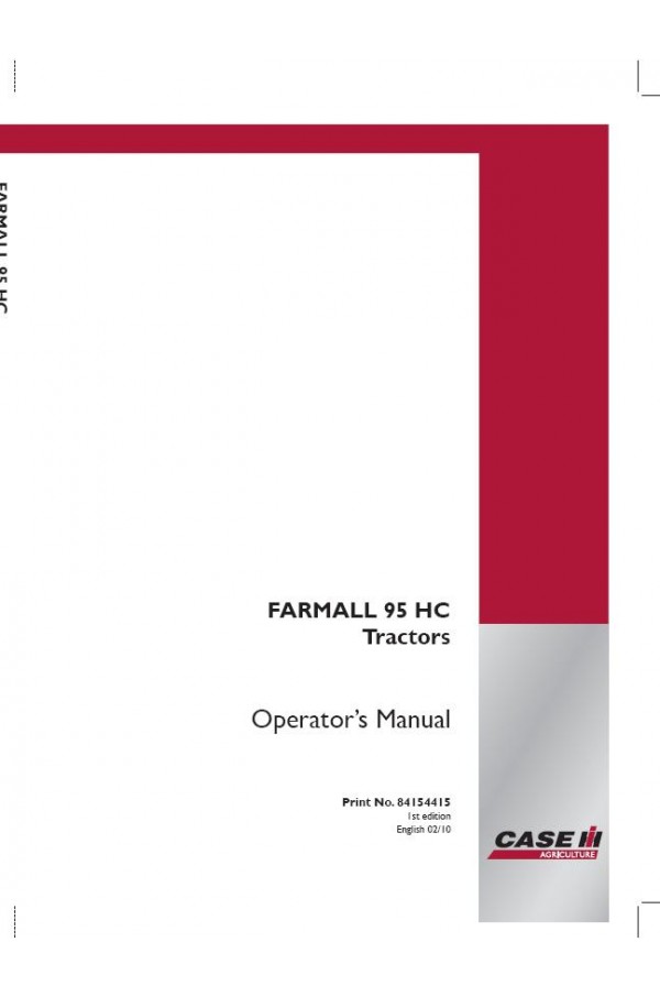 Case IH Farmall 95 Operator`s Manual