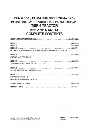 Case IH Puma 130, Puma 145, Puma 160 Service Manual