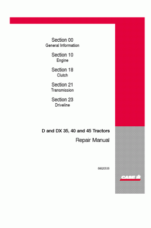 Case IH D35, D40, D45, DX35, DX40, DX45 Service Manual