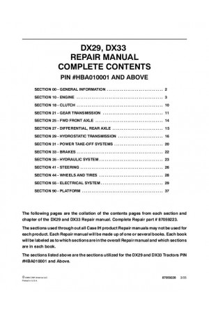 Case IH DX29, DX33 Service Manual