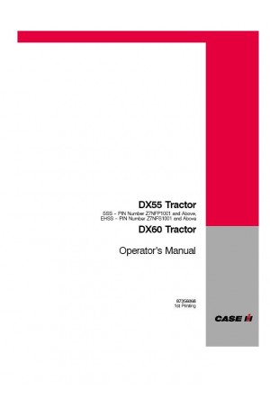 Case IH DX55, DX60 Operator`s Manual