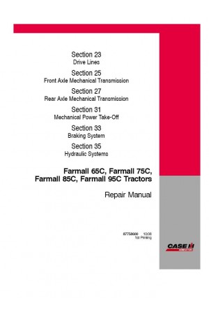 Case IH Farmall 65C, Farmall 75C, Farmall 85C, Farmall 95C Service Manual